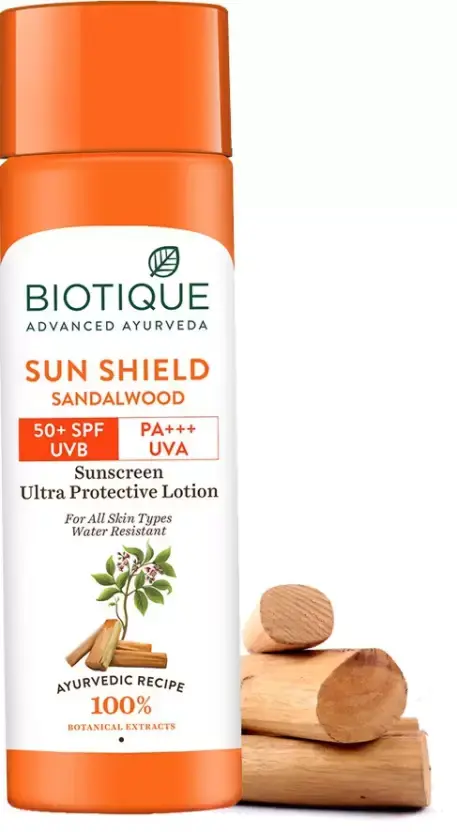 Biotique Sun Shield Sandalwood Ultra Protective Lotion 50+ SPF PA+++ UAV Sunscreen, 120 ml