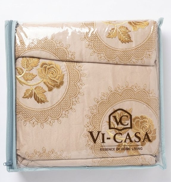VI-Casa Artisan EMB King Size Bed Sheet & Pillow Cover 3U