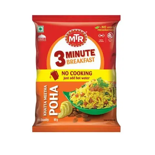 MTR 3 Minute Breakfast - Khatta Meetha Poha, 60 g Pouch