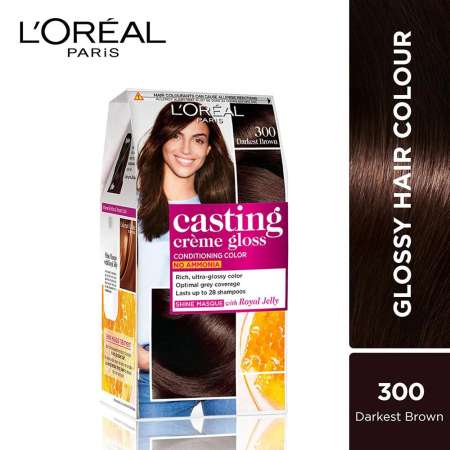 L'Oreal Paris Casting Creme Gloss Conditioning Hair Color No Ammonia - 300 Darkest Brown (87.5 g + 72 ml)