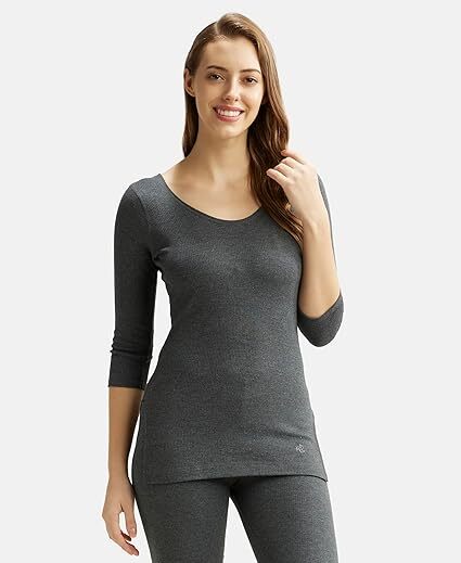 Jockey Woman 3/4 Sleeve Top 2503 Slim Fit Charcoal Mel