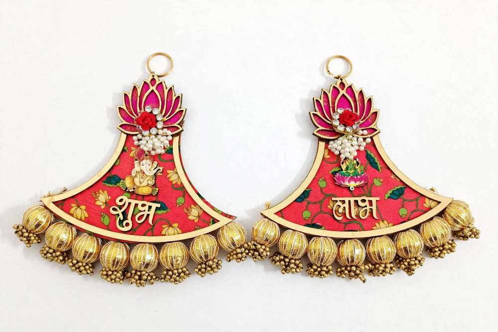 Pink Lotus Shubh Labh Wall Hanging Set