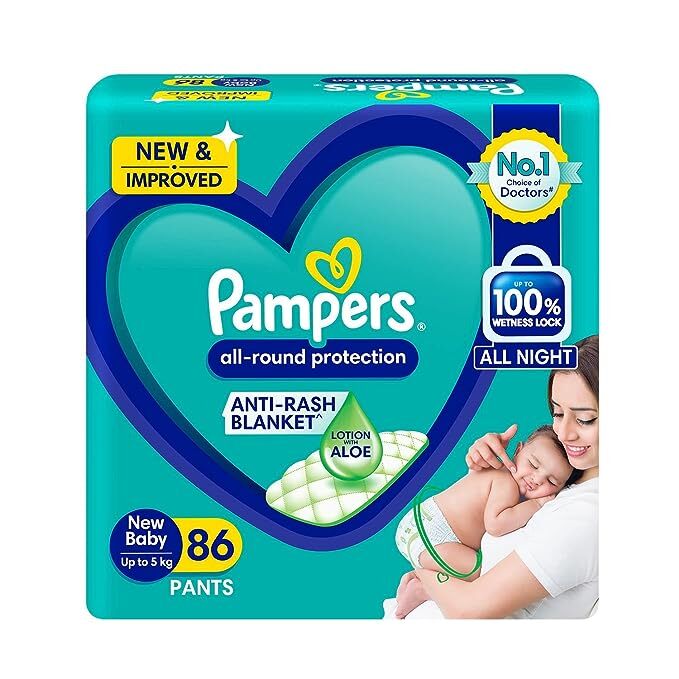 Pampers All Round Protection Pants Baby Diapers for New Baby , Lotion with Aloe Vera, 86 Pants
