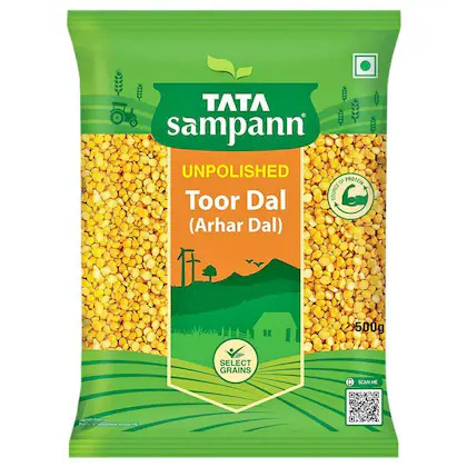 Tata Sampann Unpolished Toor Dal/Arhar Dal, 500 g