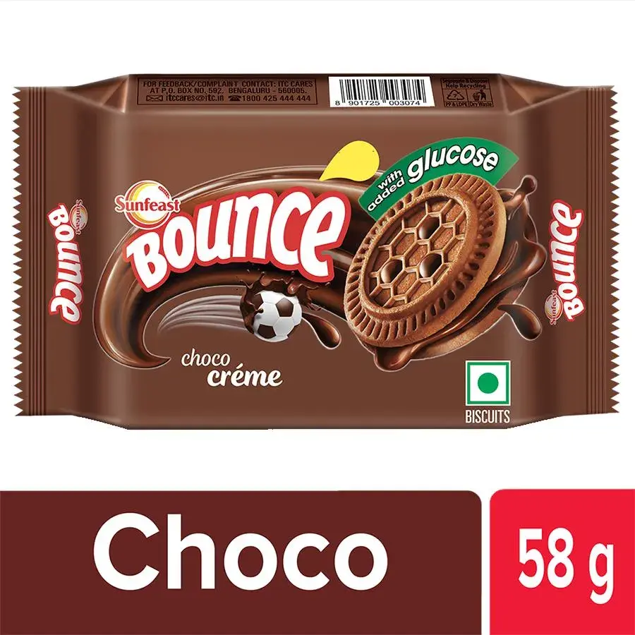 Sunfeast Bounce Biscuits- Choco Creme Cookies, 58 g
