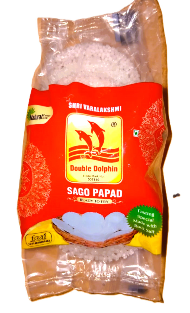 Shri Varalakshmi Double Dolphin Sago Papad Ready To Fry, 80g