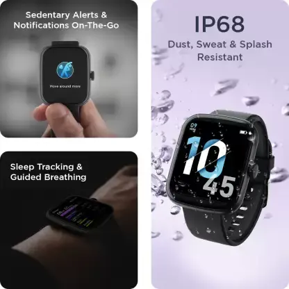 boAt Wave Beat with boAt Coins, DIY Watch Face Studio & 1.69'' HD Display Smartwatch (Black Strap, Free Size)