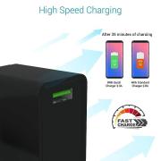 Portronics Adapto ONE, 18w 3A Mach USB Fast Charging Adaptor,Comes with 1M Type-C Cable Single Port Wall Charger for iPhone 11/Xs/XS Max/XR/X/8/7/6/Plus, iPad Pro/Air 2/Mini 3/Mini 4, Samsung S4/S5, and More(Black)