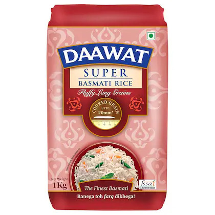 Bulk Deal - Daawat Super Basmati Rice 1 kg ( Pack of 5 )