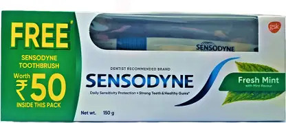 Sensodyne Fresh Mint Cleaning Action Toothpaste (150)Sensodyne toothbrush.