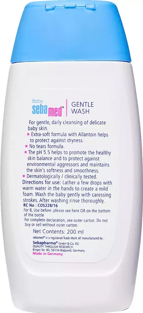 Baby Sebamed Gentle Wash , pH 5.5, Soap Free, Tear Free With Allantoin, 200 ml