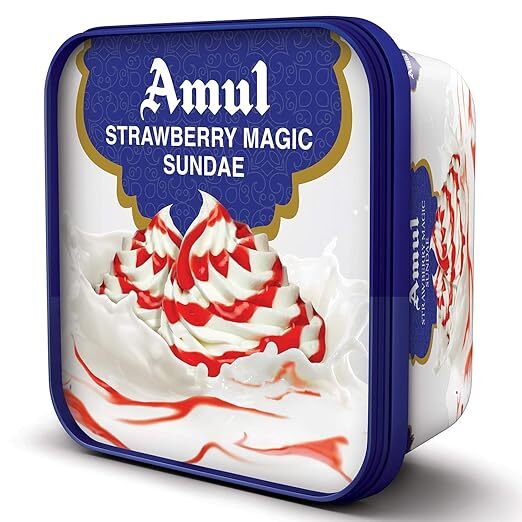 Amul Strawberry Magic Sundae Ice Cream 1L