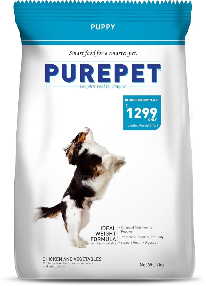 Purepet Puppy Dry Dog Food,Chicken and Vegetable Flavor, 9 Kg