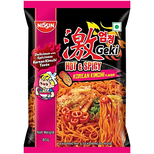 Nissin Geki Hot & Spicy Korean Kimchi Flavour Instant Noodles (80g)