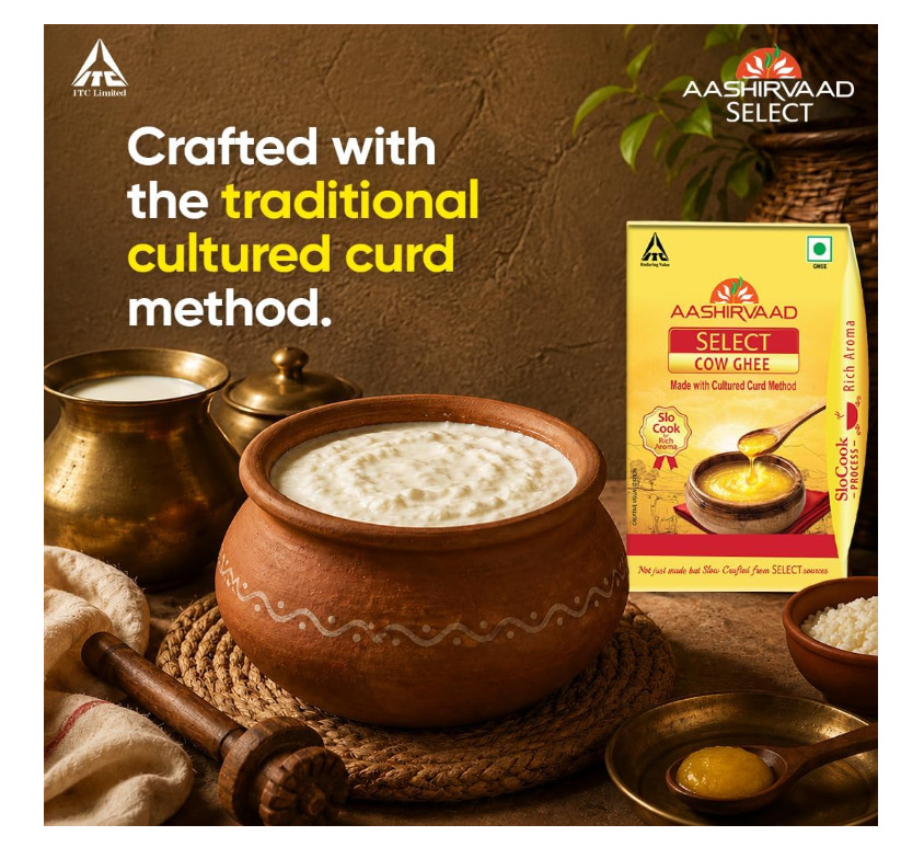 Aashirvaad Select Cow Ghee Made with Cultured Curd Method 910ml