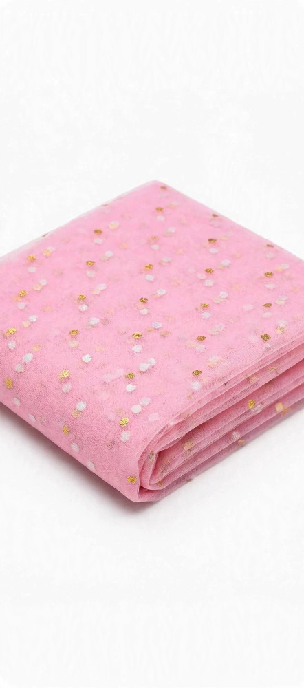 Premium Net Fabric with Golden & White Dot Design 1N