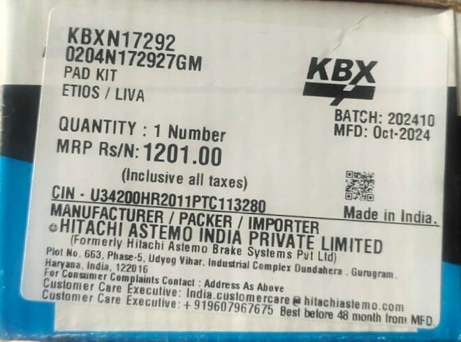 Disc Pad for Toyota Etios / Liva - KBXN17292