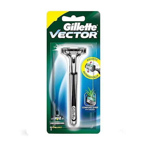 Gillette Vector Plus - Manual Shaving Razor, 1Pc