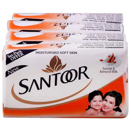Santoor Sandal And Almond Milk Soap 100g (Pack of4)