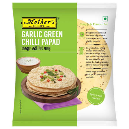 Mother's Recipe Garlic Green Chilli Papad 180gm