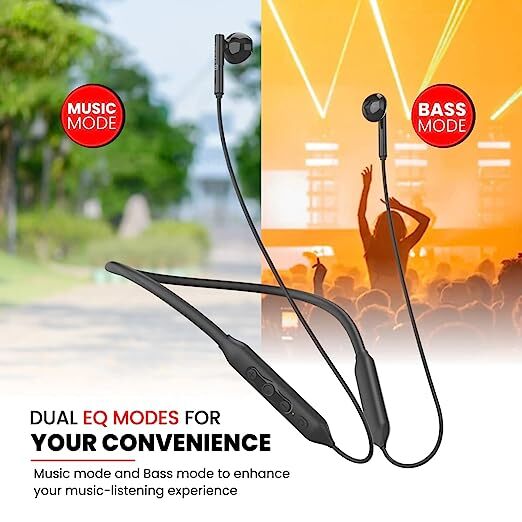 Portronics Harmonics Z5 Wireless Bluetooth Stereo Headset with 33Hrs Playtime, Double EQ Mode, 14.2 mm Dynamic Drivers, Click Action Buttons(Black)