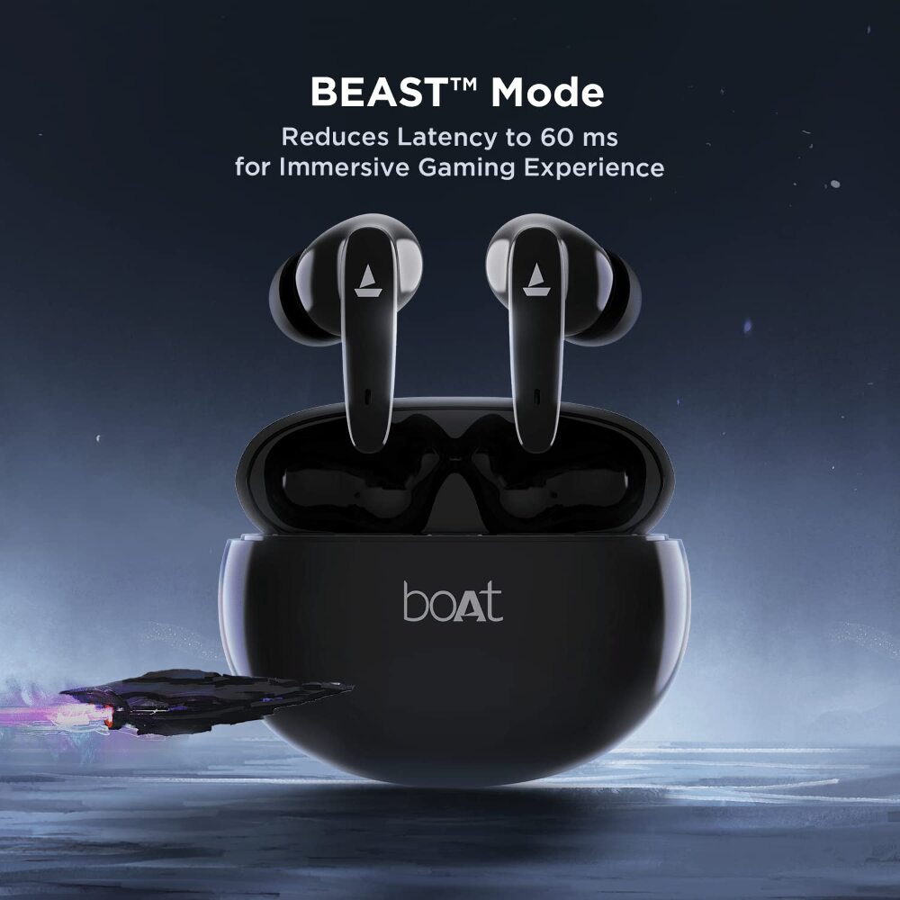boAt Airdopes 181 in-Ear True Wireless Earbuds with ENx Tech, Beast Mode(Low Latency Upto 60ms) for Gaming, with Mic, ASAP Charge, 20H Playtime, Bluetooth v5.2, IPX4 & IWP (Carbon Black)