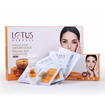 Lotus Herbals Radiance Boost Ubtan Gold Facial Glowing & Smooth Skin 4-In-1 Kit