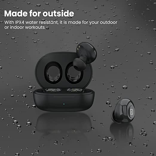 Portronics Harmonics Twins S3 Smart TWS Bluetooth 5.2 Earbuds with 20 Hrs Playtime, 8mm Drivers, Lightweight Design(Black)
