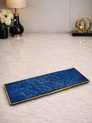 Luxury Royal Blue Textured Serving Tray 1pc