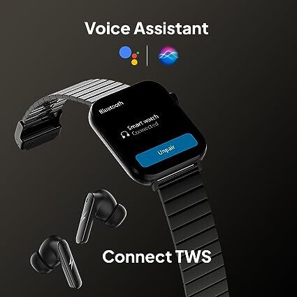 Fire-Boltt Visionary Ultra 1.78" AMOLED, Stainless Steel Luxury Smart Watch, Bluetooth Calling with Rotating Crown & 60Hz Refresh Rate 100+ Sports Mode, TWS Connection (Black)