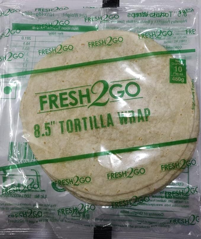 Fresh 2 Go Plain Tortilla 8.5" Pouch 480Gms, 10 Pcs