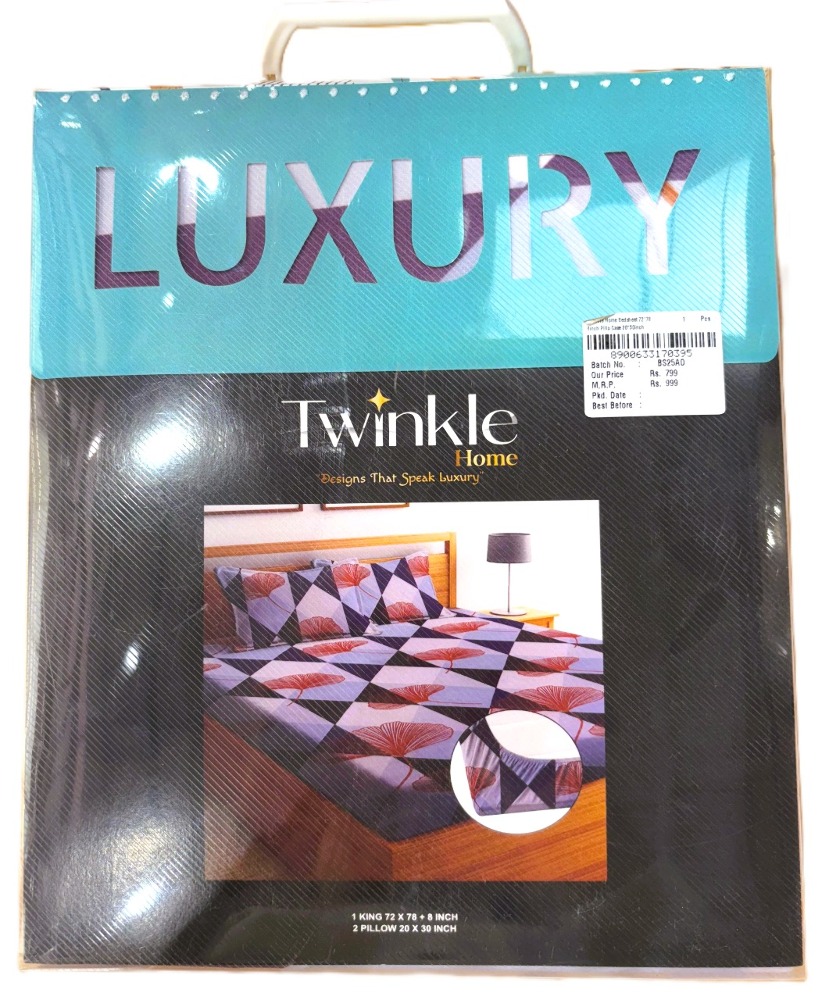Twinkle Home Bedsheet 72*78 + 8inch Pillo Case 20*30inch