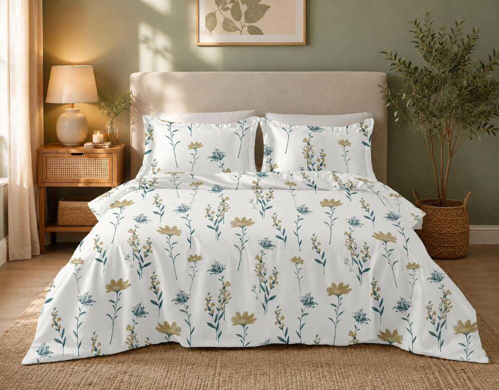 Sparsh Lily Jumbo King Bed Sheet With Pillow Cover 3U