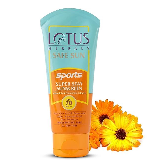 Lotus Herbals Safe Sun Sports Super-Stay Sunscreen SPF 70 PA+++ - Lotus Herbals, 40 gm