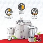 SUJATA POWERMATIC PLUS 900 W Juicer Mixer Grinder (POWERMATIC PLUS | 2 Jars | White)