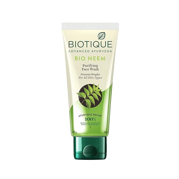 Biotique Fresh Neem Pimple Control Face Wash Prevents Pimples For All Skin Types, 100ml