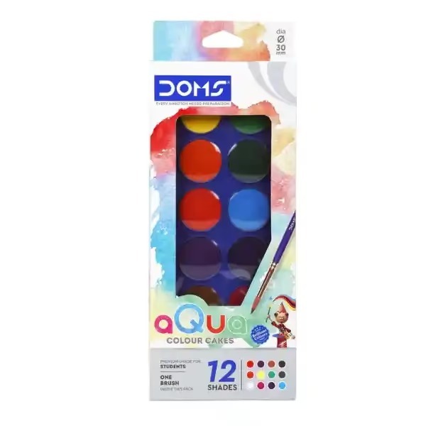 Doms Aqua Colour Cakes 12Shades 1Set
